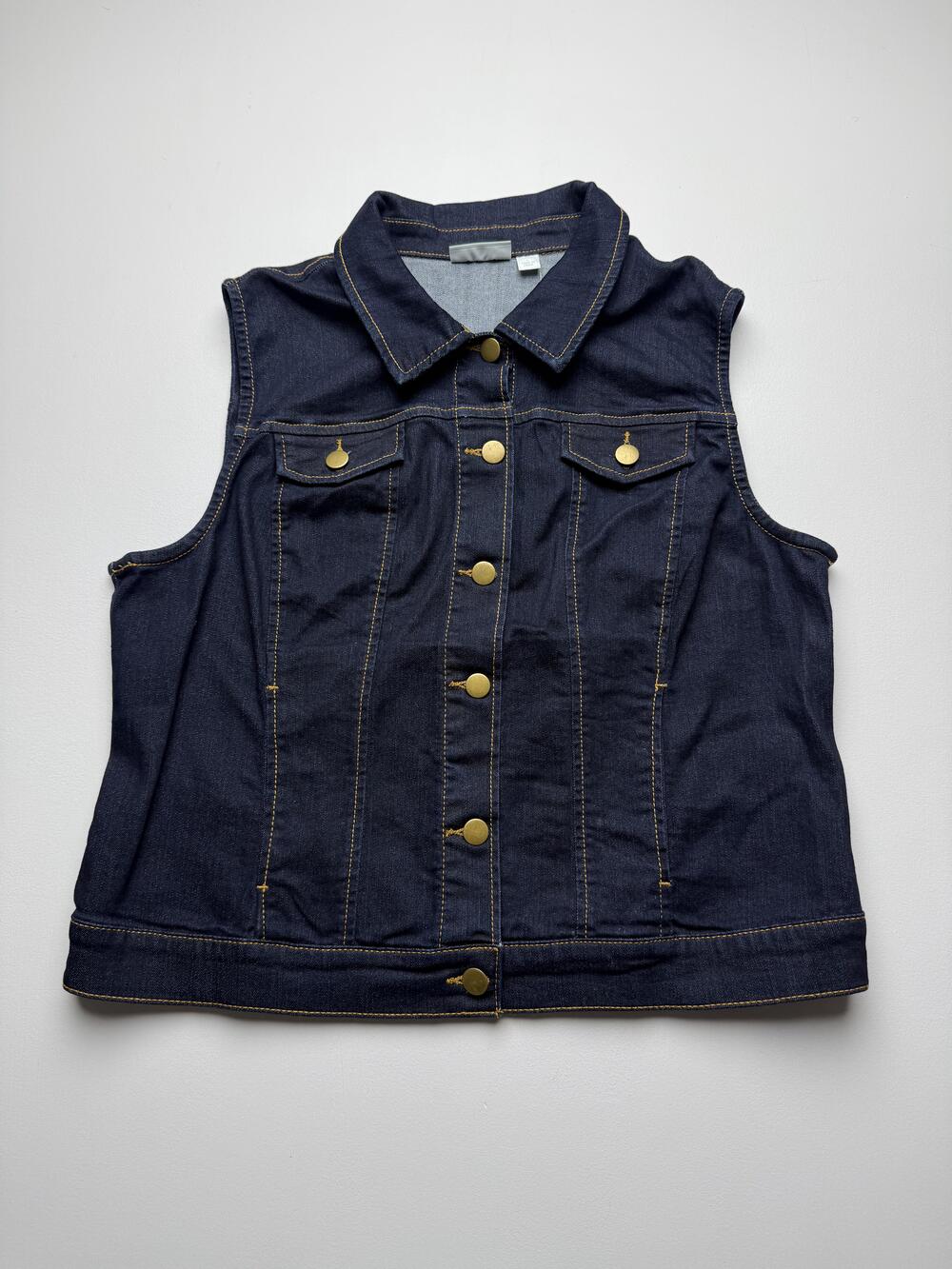 New York & Company Vest Womens Large Blue Jean Denim Button Front Pockets Casual